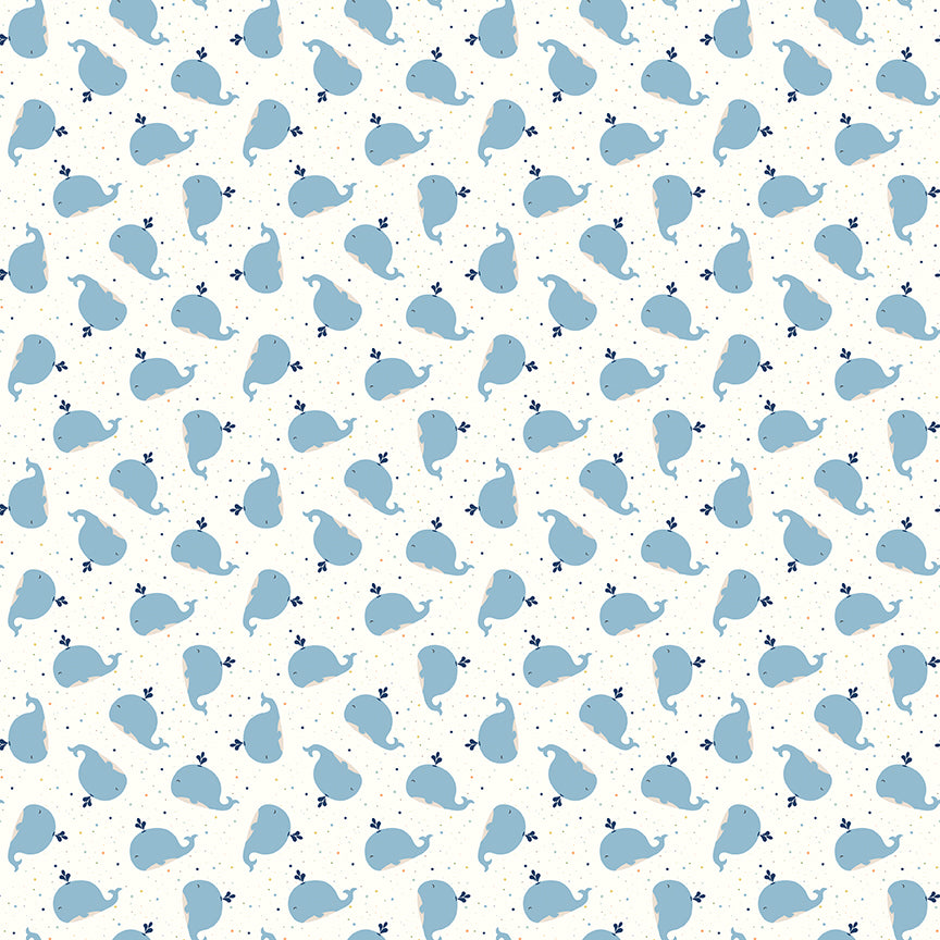 Fabric Riley Blake White Whales Love You to the Moon Designer Flannel by the Quarter Yard F18273-WHITE