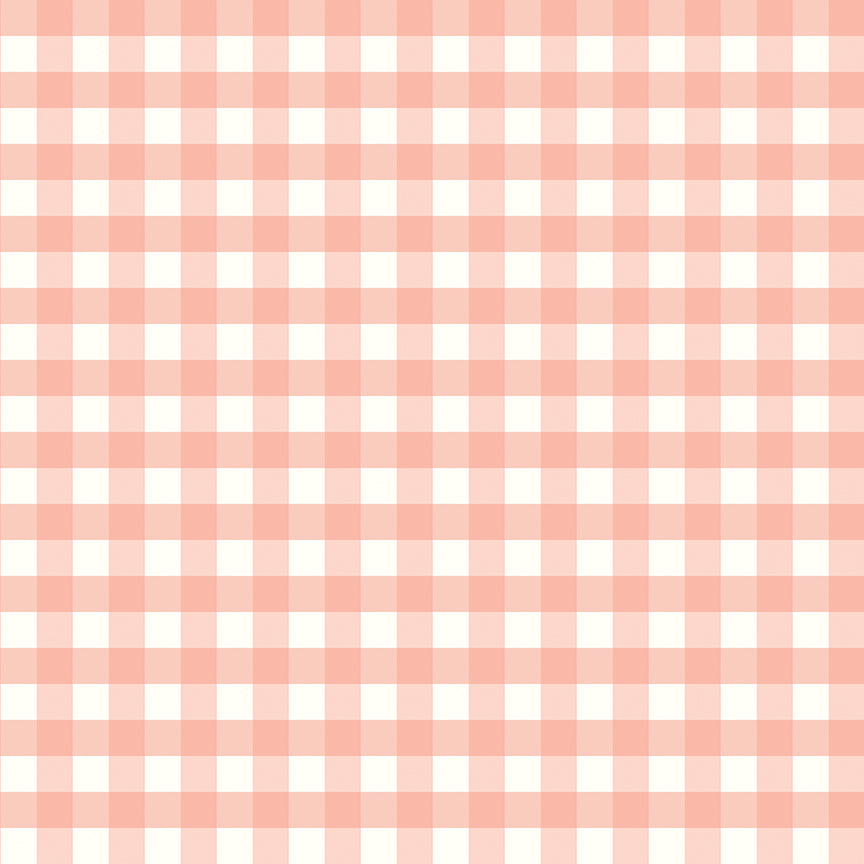 Fabric Riley Blake Coral Gingham Love You to the Moon Designer Flannel by the Quarter Yard F18275-CORAL