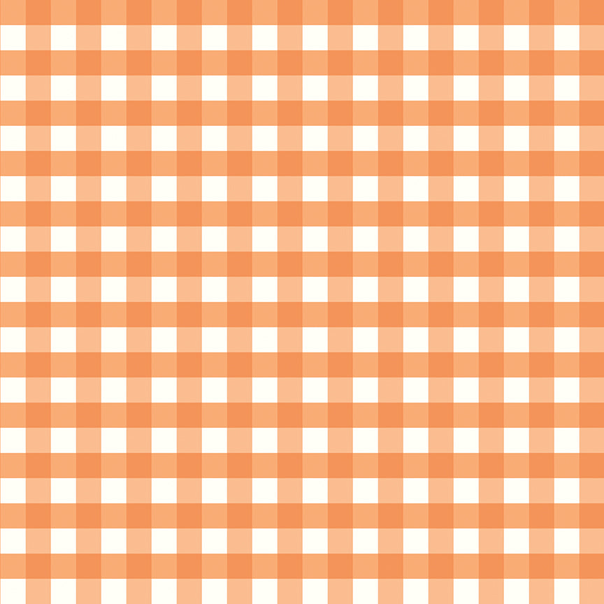 Fabric Riley Blake Orange Gingham Love You to the Moon Designer Flannel by the Quarter Yard F18275-ORANGE