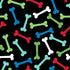 Colorful pattern of bone-shaped objects on a black background