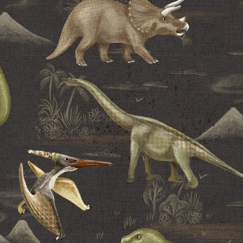 Fabric 3 Wishes Brown Prehistoric Pack Dinosaur Trails by the Quarter Yard 24149-BRN