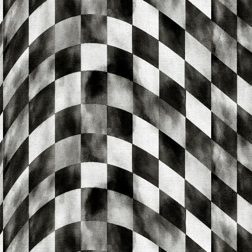 Fabric 3 Wishes Gray Checkered Flag Road Runners by the Quarter Yard 24173-GRY
