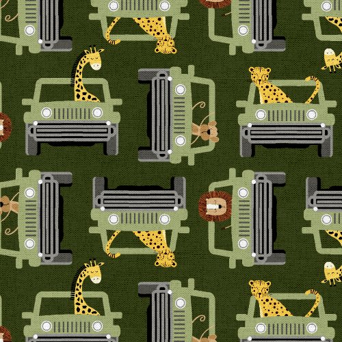 Fabric 3 Wishes Green Safari Adventure Wild Safari by the Quarter Yard 24196-GRN