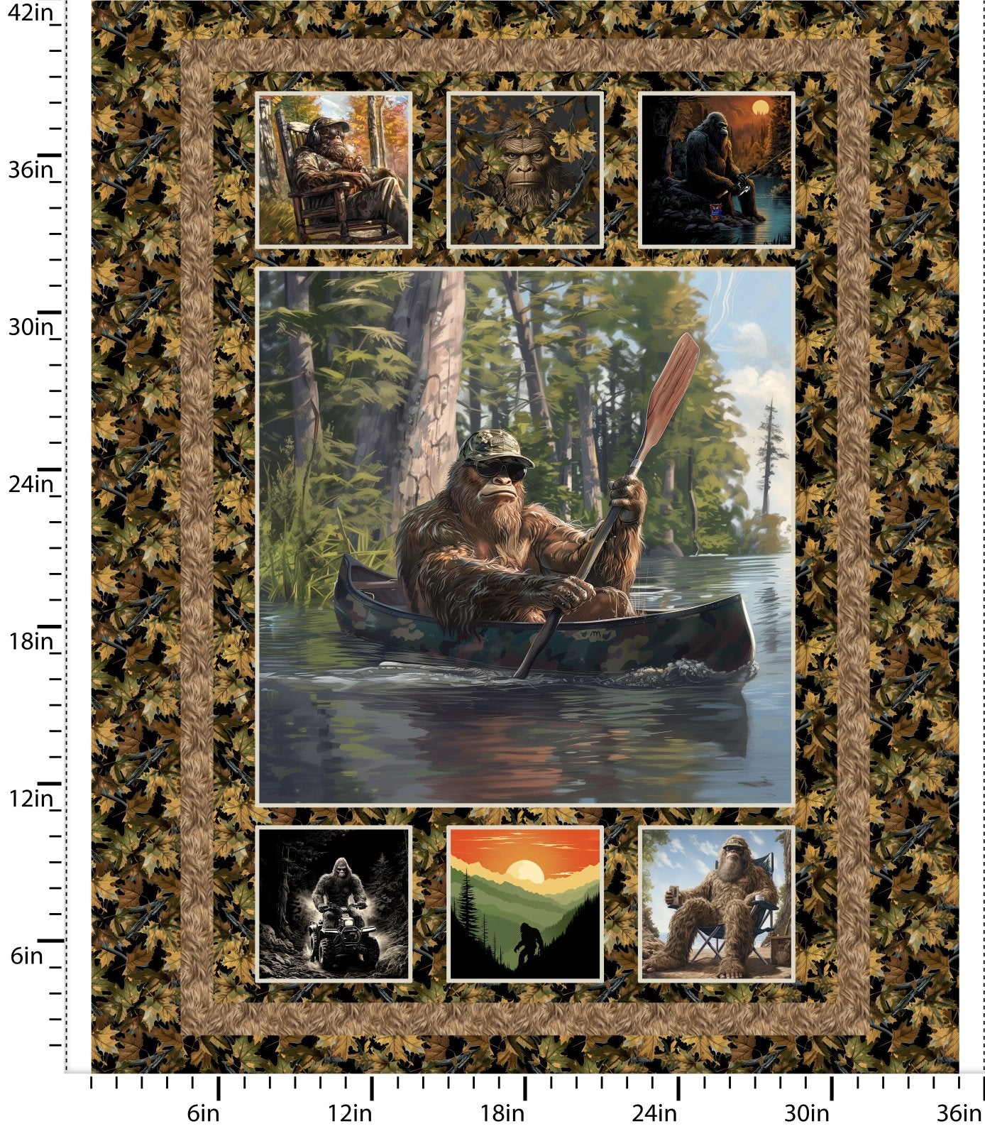 Fabric 3 Wishes Legendary Loner Bigfoot Quilt Panel 23819-PNL