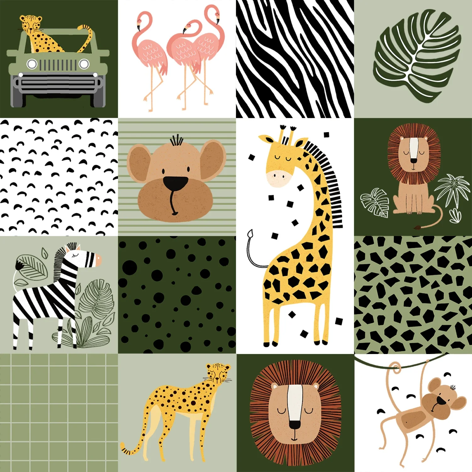 Fabric 3 Wishes Multi 6" Patch Wild Safari by the Quarter Yard 24192-MLT