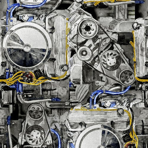 Fabric 3 Wishes Multi Check Engine Road Runners by the Quarter Yard 24171-MLT