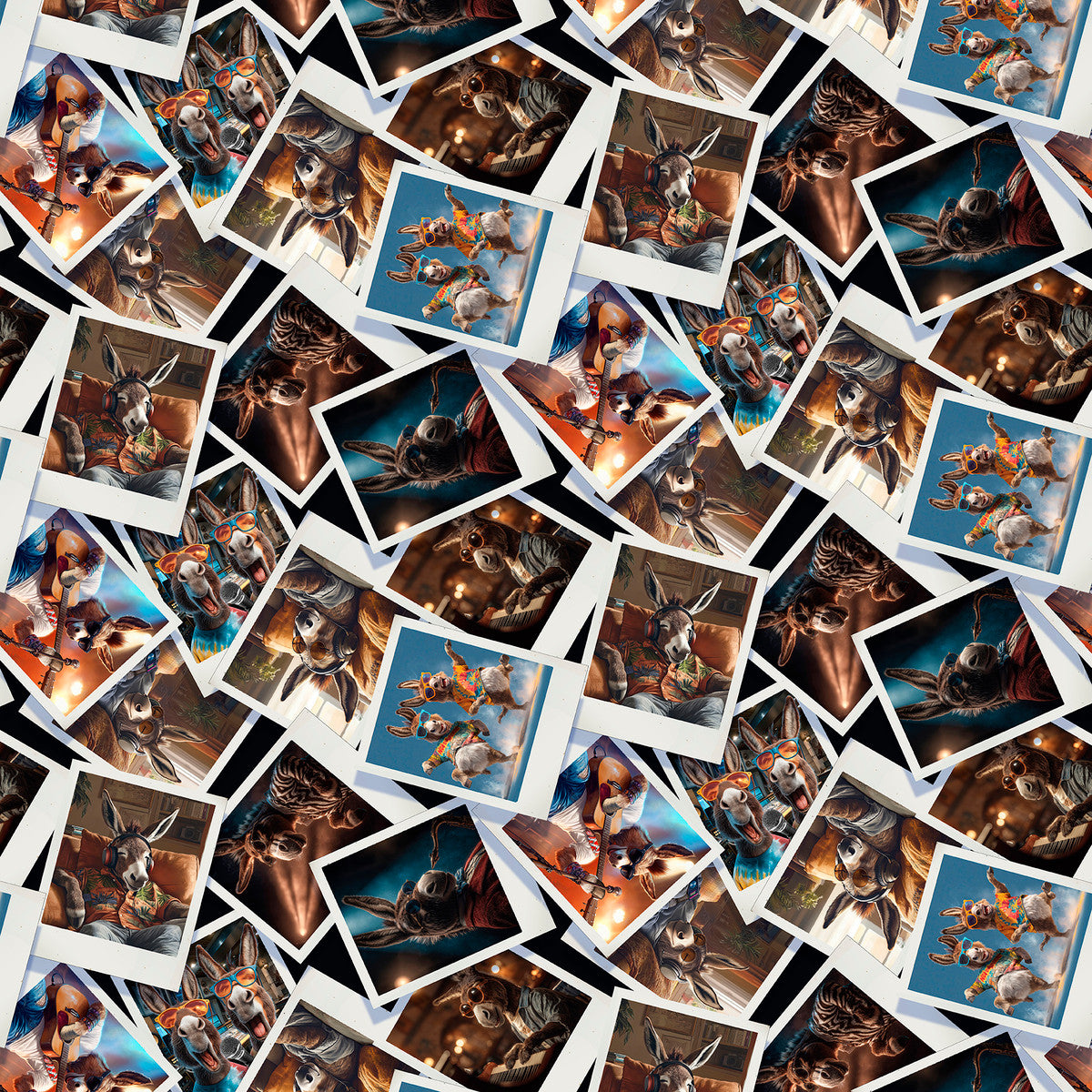 Collage of various images of donkeys in different poses and settings.