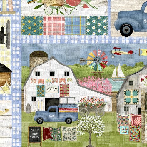 Fabric 3 Wishes Multi Shop Hopping Patch Shop Hopping by the Quarter Yard 24198-MLT