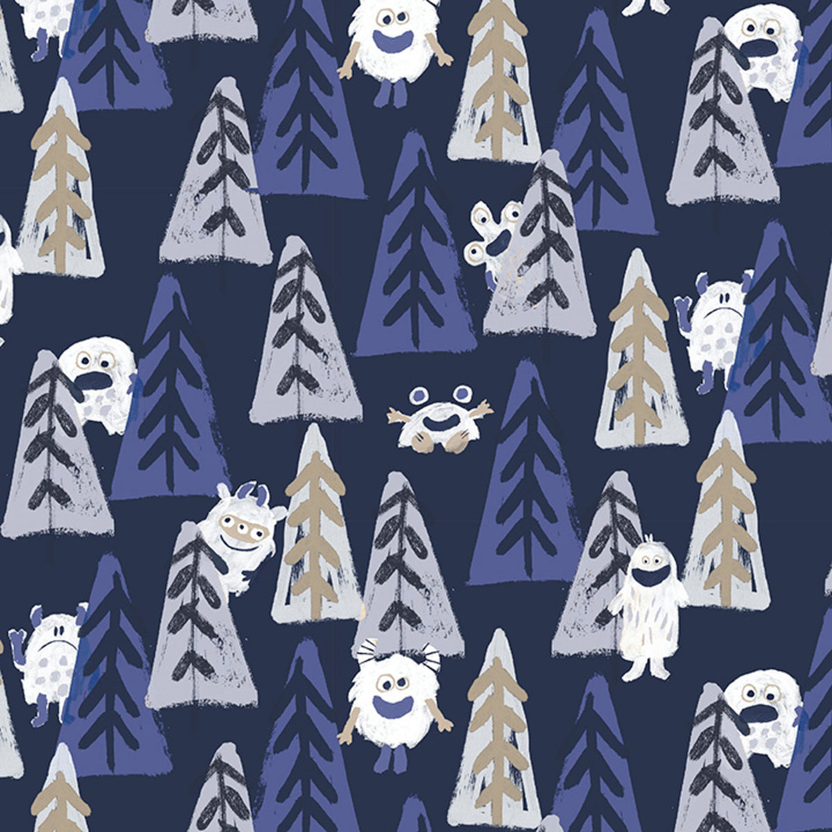 Fabric 3 Wishes Navy Hide & Seek Catch Me If You Can by the Quarter Yard 24532-NVY
