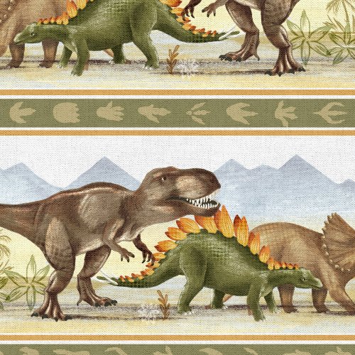 Fabric 3 Wishes Taupe Dinosaur Trails by the Quarter Yard 24151-MLT