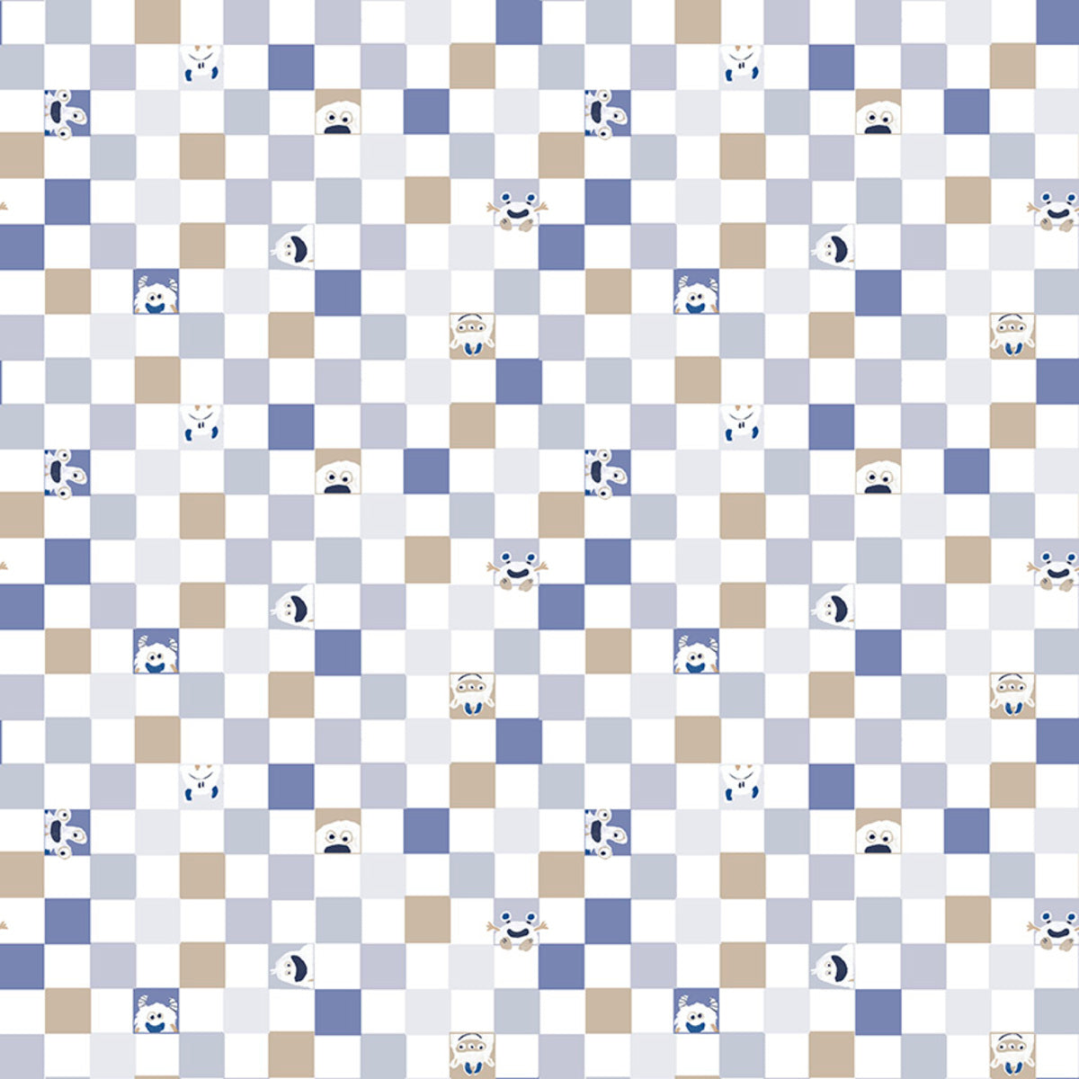 Fabric 3 Wishes White Chilly Checkers Catch Me If You Can by the Quarter Yard 24531-WHT