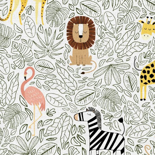 Fabric 3 Wishes White Wild and Free Wild Safari by the Quarter Yard 24193-WHT
