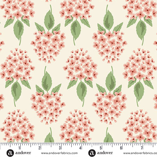 Fabric Andover Azalea Hydrangea Heartland by the Quarter Yard A-1589-E
