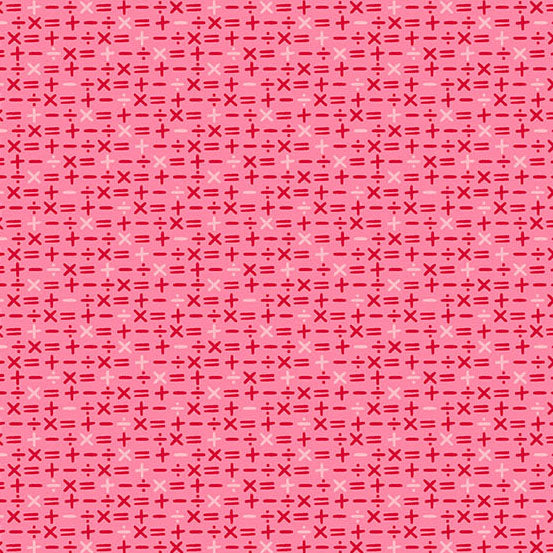 Pattern of plus and minus signs on a pink background