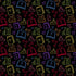 Colorful pattern of books and hearts on a black background