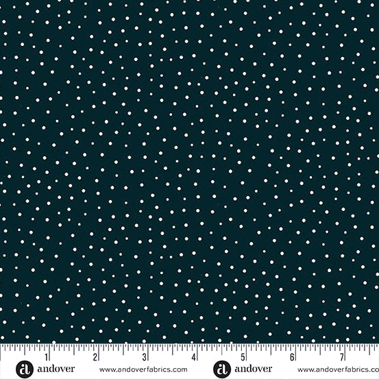 Fabric Andover Black Dancing Dots Sunny Honey by the Quarter Yard A-1580-K