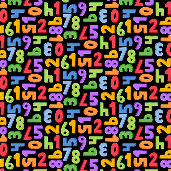 Pattern of colorful numbers on a black background