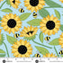 Fabric Andover Blue Blooms Abuzz Sunny Honey by the Quarter Yard A-1574-B