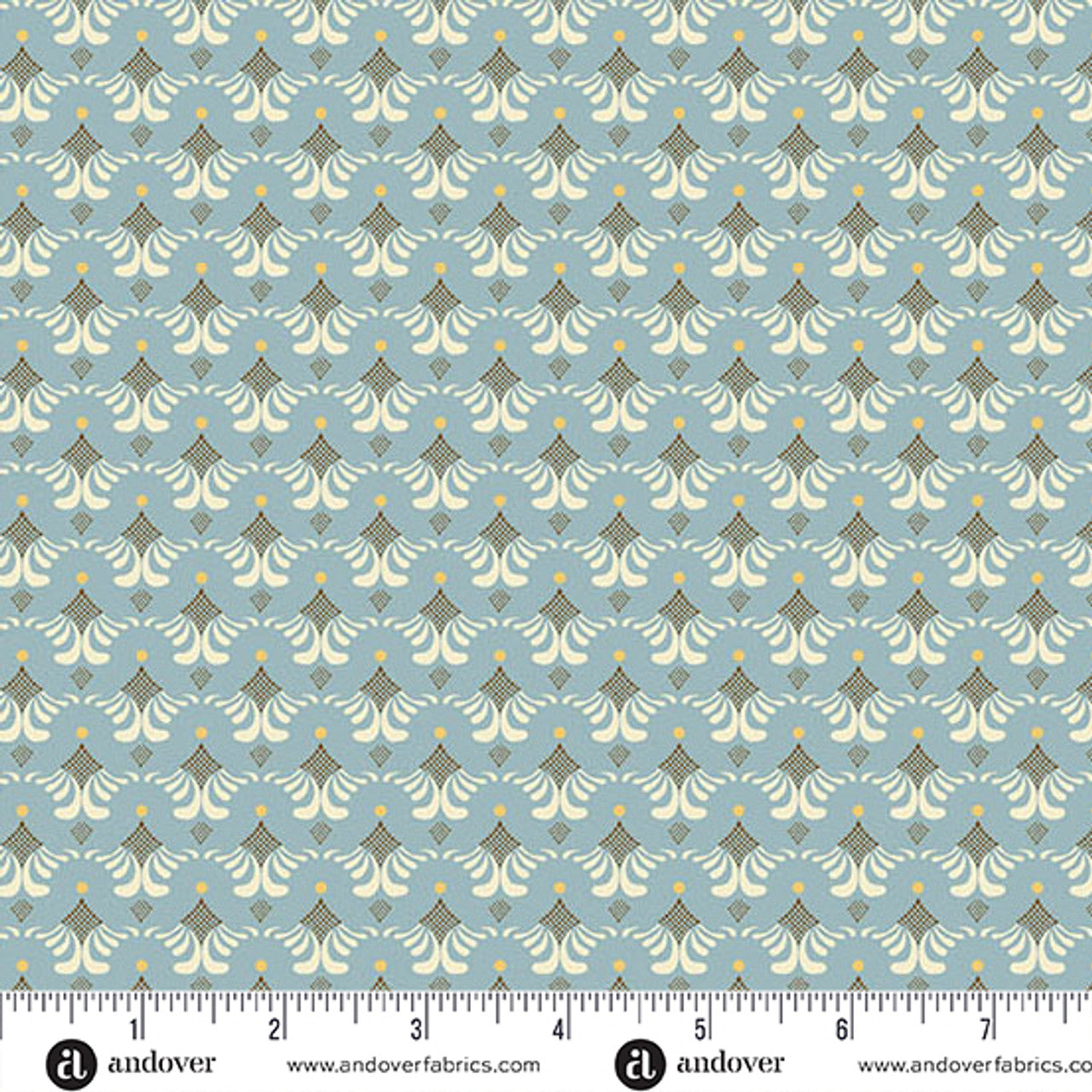 Fabric Andover Blue Evolving Grace Flourish by the Quarter Yard 1627-B