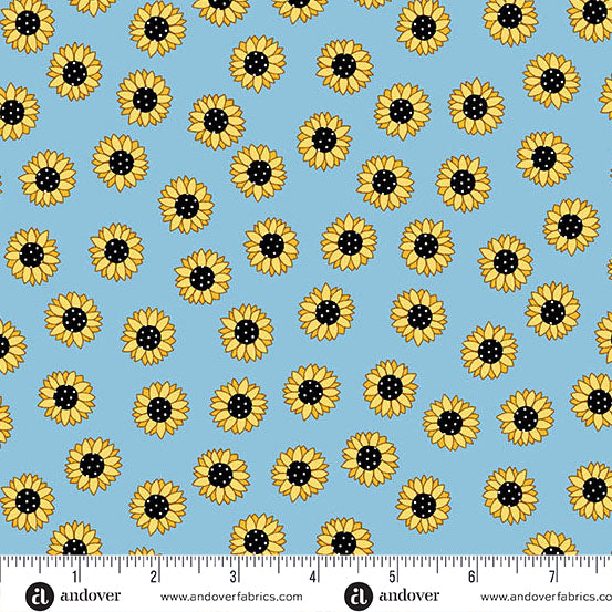 Fabric Andover Blue Sunny Days Sunny Honey by the Quarter Yard A-1576-B