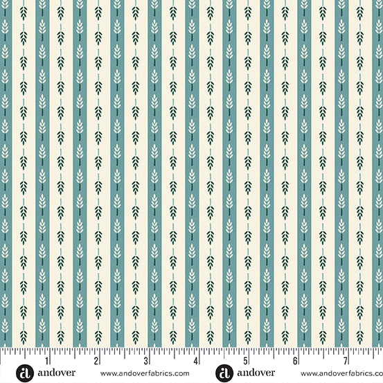 Fabric Andover Bluebird Harvest Stripe Heartland by the Quarter Yard A-1588-B