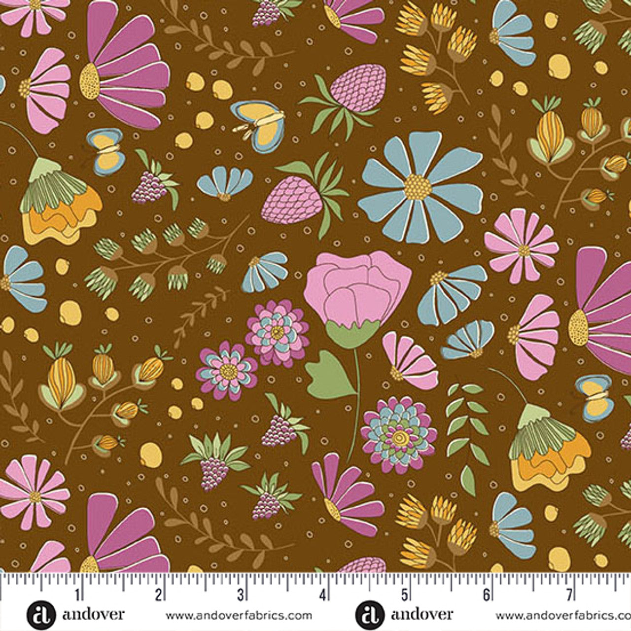 Fabric Andover Brown Flourish by the Quarter Yard 1622-N