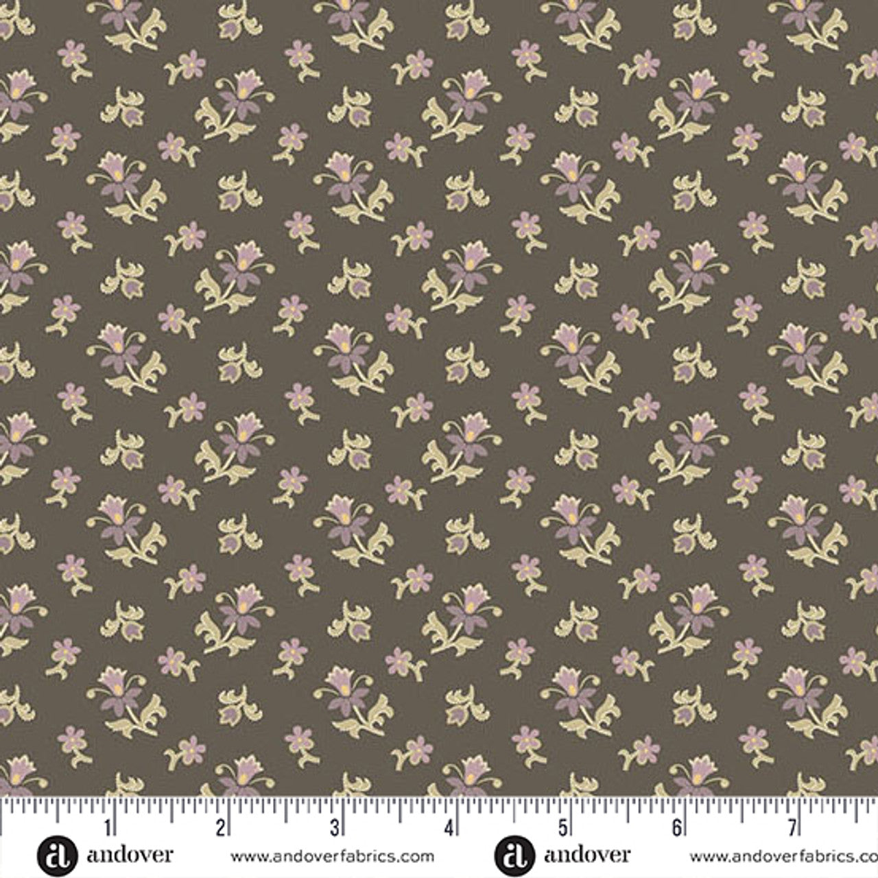 Fabric Andover Charcoal Scatter Garden Wildflower Cottage by the Quarter Yard 1593-C