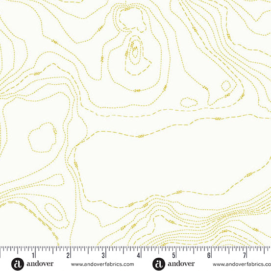 Fabric Andover Chartreuse Topography Sun Print Whisper by the Quarter Yard A-1557-V