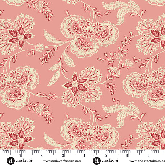 Fabric Andover Cherry Ice Cream Allium Lighthouse by the Quarter Yard A-1475-E