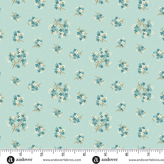 Fabric Andover Clear Sky Sand Verbena Lighthouse by the Quarter Yard A-1479-LB
