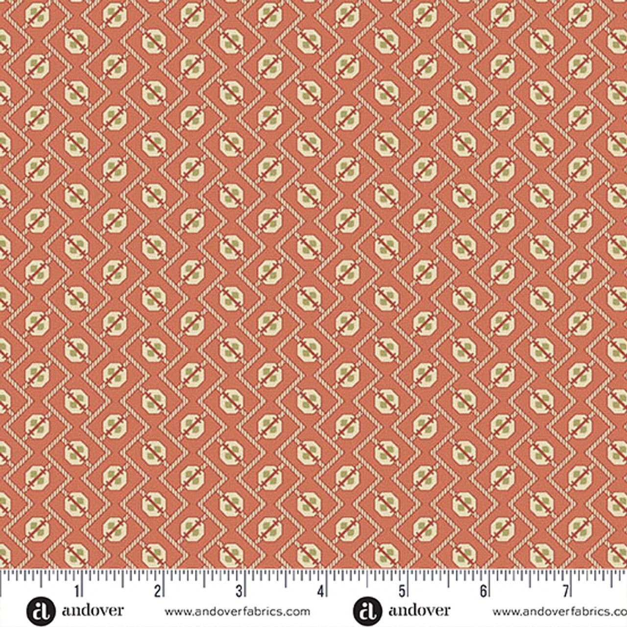 Fabric Andover Coral Plow Farmer's Daughter by Laundry Basket Quilts by the Quarter Yard A-10077-R