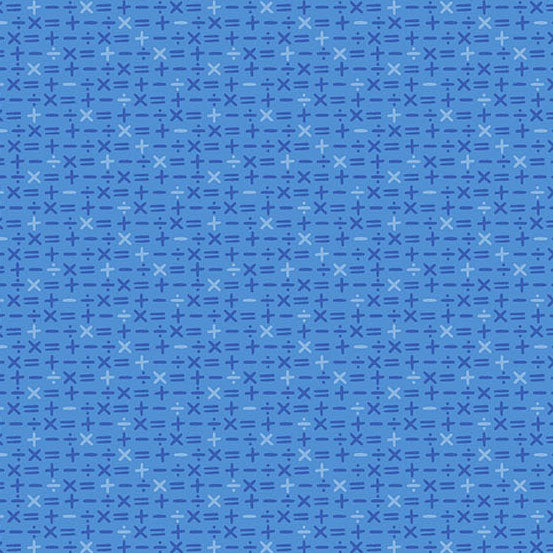 Blue pattern with plus and minus signs on a blue background