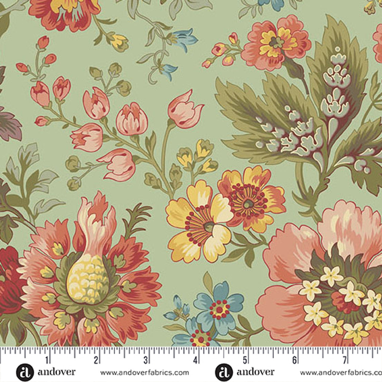 Fabric Andover Garden Green Milk and Honey Farmer's Daughter by Laundry Basket Quilts by the Quarter Yard A-10073-G