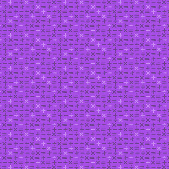 Pattern of plus and minus signs on a purple background