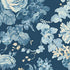 Floral pattern with blue flowers and leaves on a dark blue background