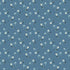 A repeating floral pattern on a muted blue background, featuring small white and pale blue blossoms with gray-green leaves.
