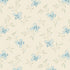 A repeating floral pattern on a warm cream background, featuring light blue flowers and delicate pale green and tan stems.