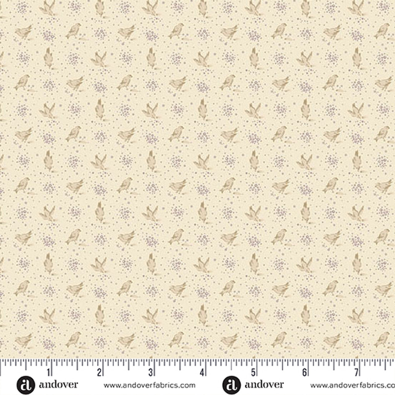 Fabric Andover Parchment Meadowlarks Wildflower Cottage by the Quarter Yard 1598-L