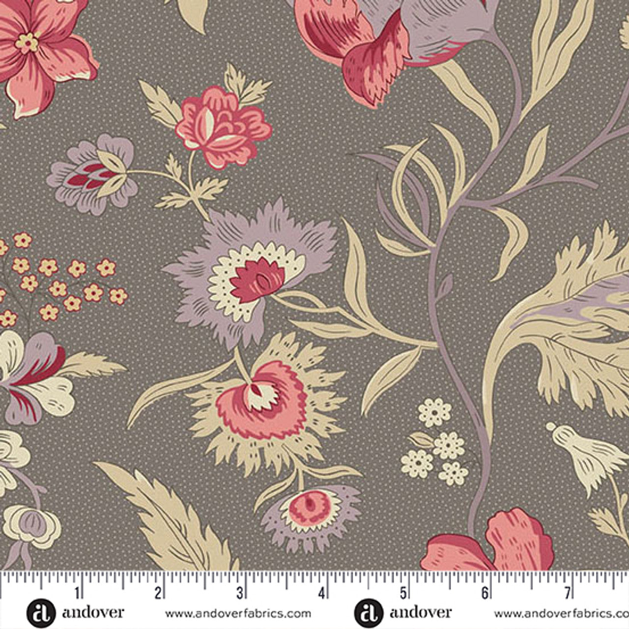 Fabric Andover Pewter Wildflowers Wildflower Cottage by the Quarter Yard 1590-C