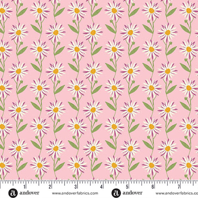 Fabric Andover Pink Daisy Dream Flourish by the Quarter Yard 1624-E