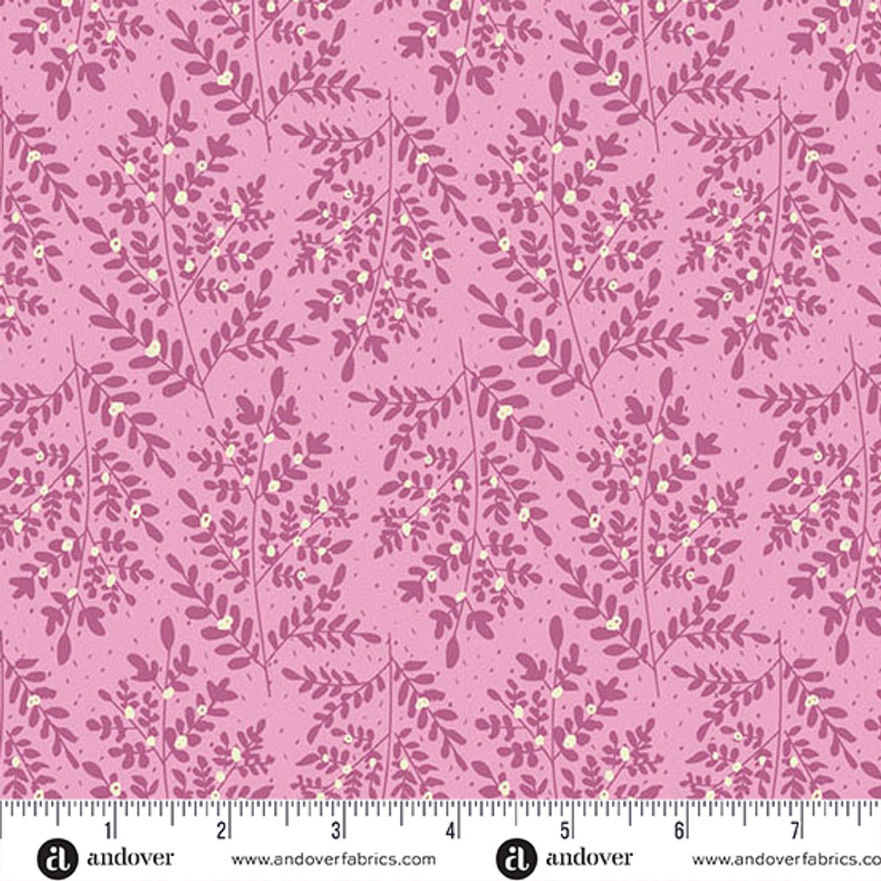 Fabric Andover Pink Fern & Fronds Flourish by the Quarter Yard 1628-E