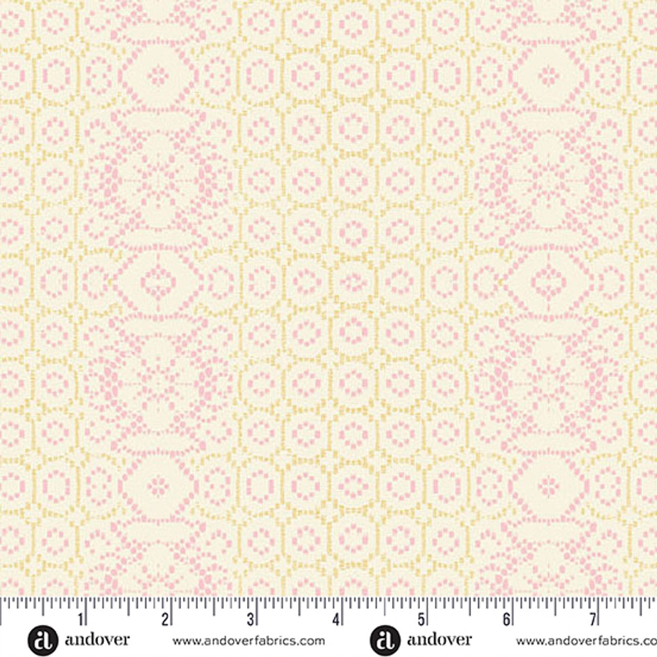 Fabric Andover Pink Grandma's Lace Flourish by the Quarter Yard 1625-E
