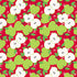 Pattern of green and white apples on a red background