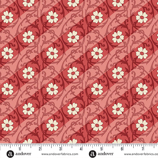 Fabric Andover Red Roof Salt Marsh Mallow Lighthouse by the Quarter Yard A-1483-R