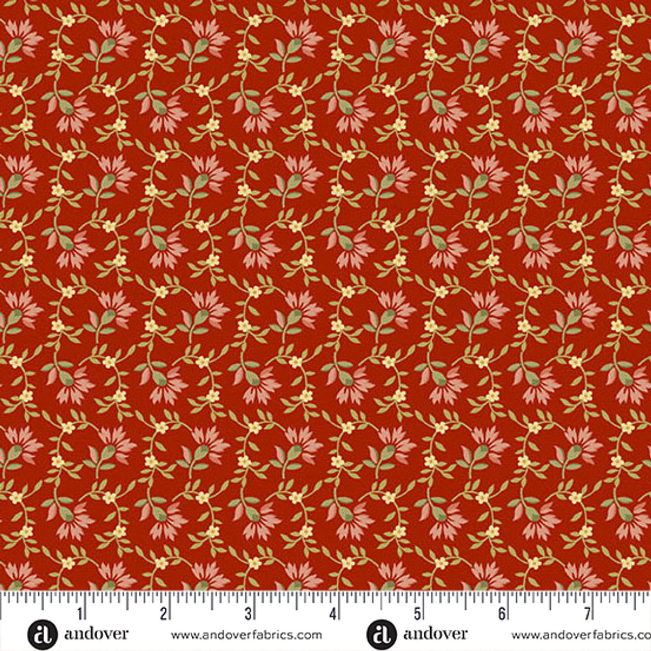 Fabric Andover Red Rose Sweet Clover Farmer's Daughter by Laundry Basket Quilts by the Quarter Yard A-10078-R