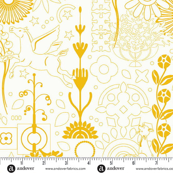 Fabric Andover Sunshine Cameo Sun Print Whisper by the Quarter Yard A-1319-Y