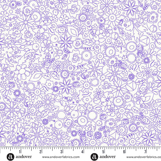 Fabric Andover Violet Woodland Sun Print Whisper by the Quarter Yard A-1558-P2