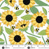 Fabric Andover White Blooms Abuzz Sunny Honey by the Quarter Yard A-1574-L