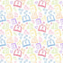 Colorful pattern of books and hearts on a white background