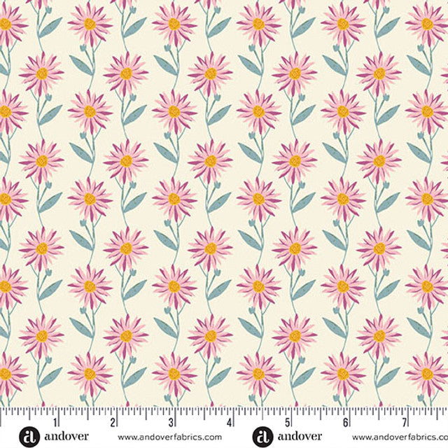 Fabric Andover White Daisy Dream Flourish by the Quarter Yard 1624-L